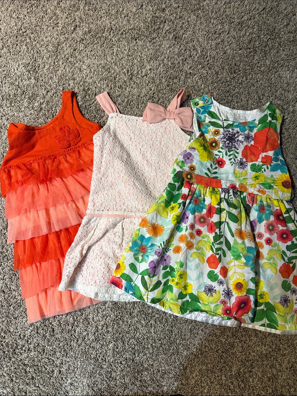 Girls Floral Cotton Sundress - I White with Multicolor Flowers dress Lot